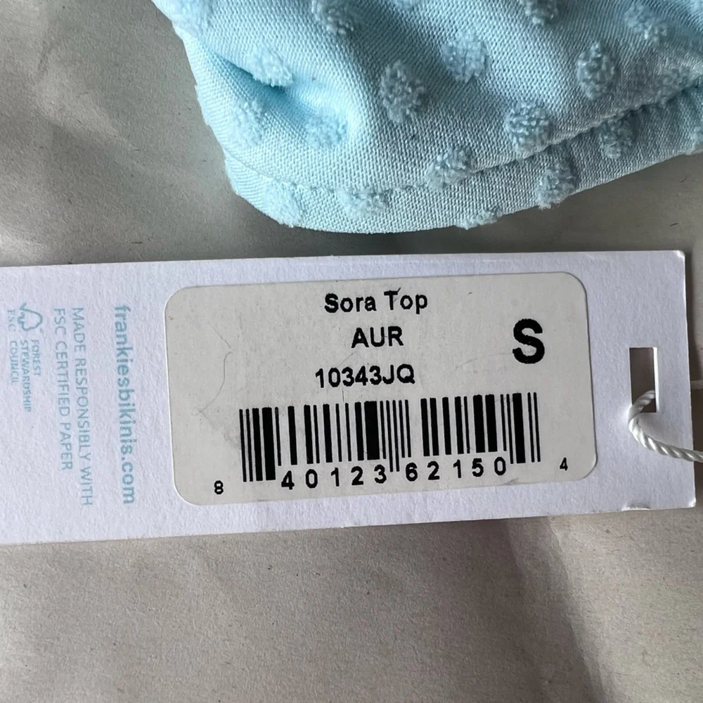 💚 Frankie’s Bikini Light Blue‎ one-shoulder bikini top size Small